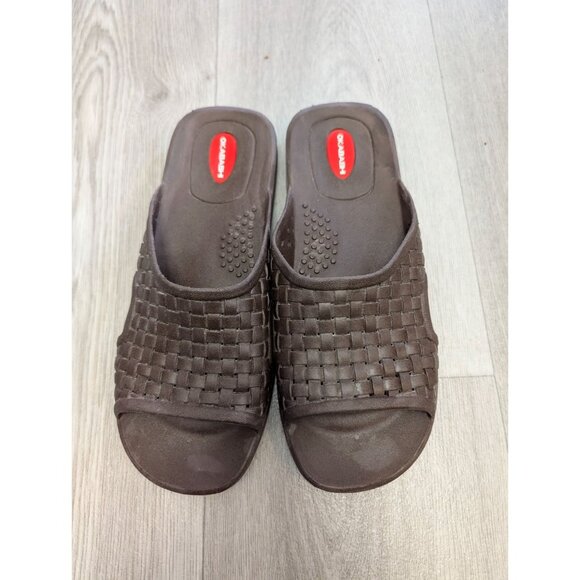 Okabashi Mens Brown Slip-On Woven Slides Sandals Size 11 Indoor/Outdoor - Picture 1 of 5